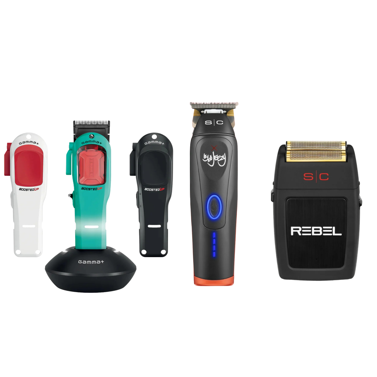 StyleCraft 360 Jeezy Trimmer + Gamma+ BoostedUp Clipper + Rebel Foil Shaver