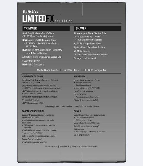 BaBylissPRO LimitedFX Black Trimmer & Shaver