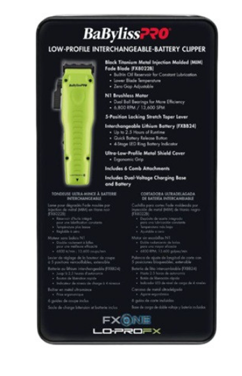 BaBylissPRO Green FXONE LO-PROFX Clipper With Battery