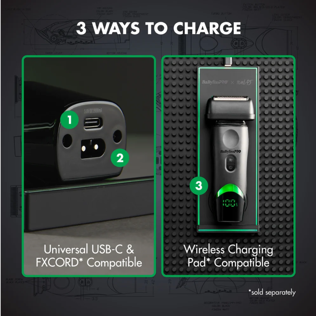 BaBylissPRO x Tomb45 Professional Wireless-Charging Double-Foil Shaver