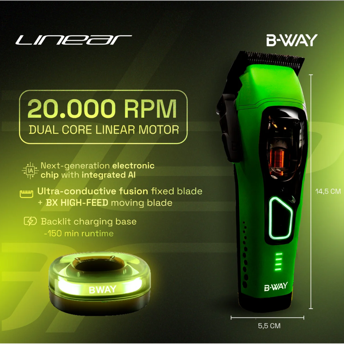 B-WAY Linear Green Professional Clipper