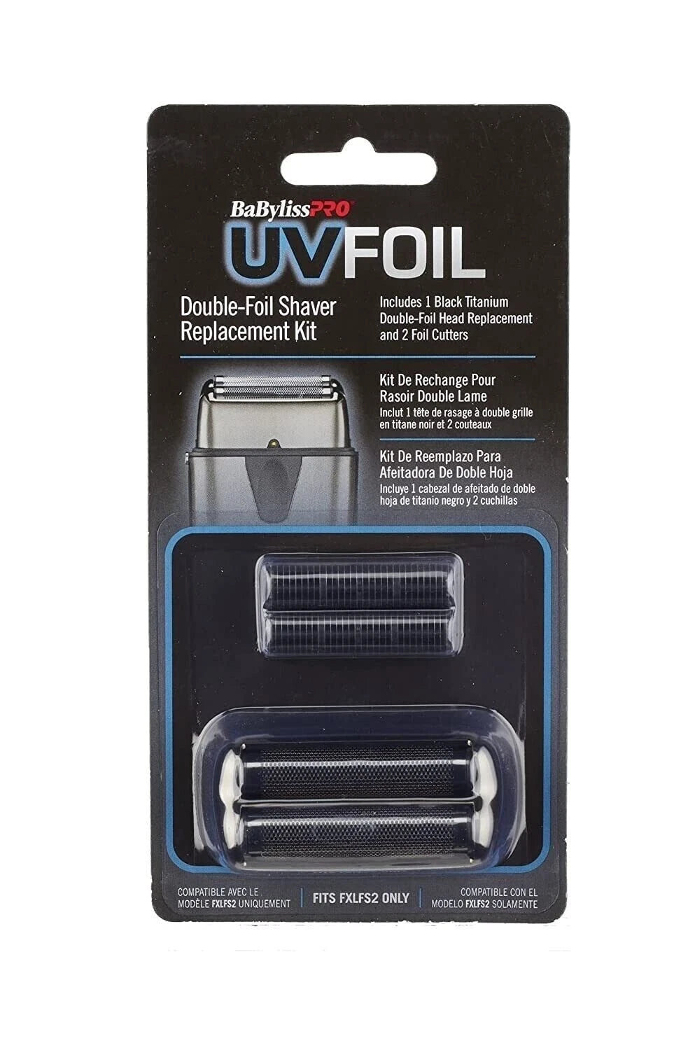 BaBylissPRO UVFOIL Double Foil Shaver Replacement Kit Black Titanium FXLRF2