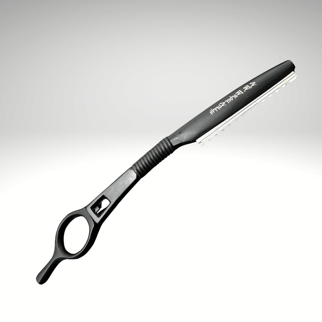 SB Straight Edge Feather Razor Holder Matte Black With Swivel