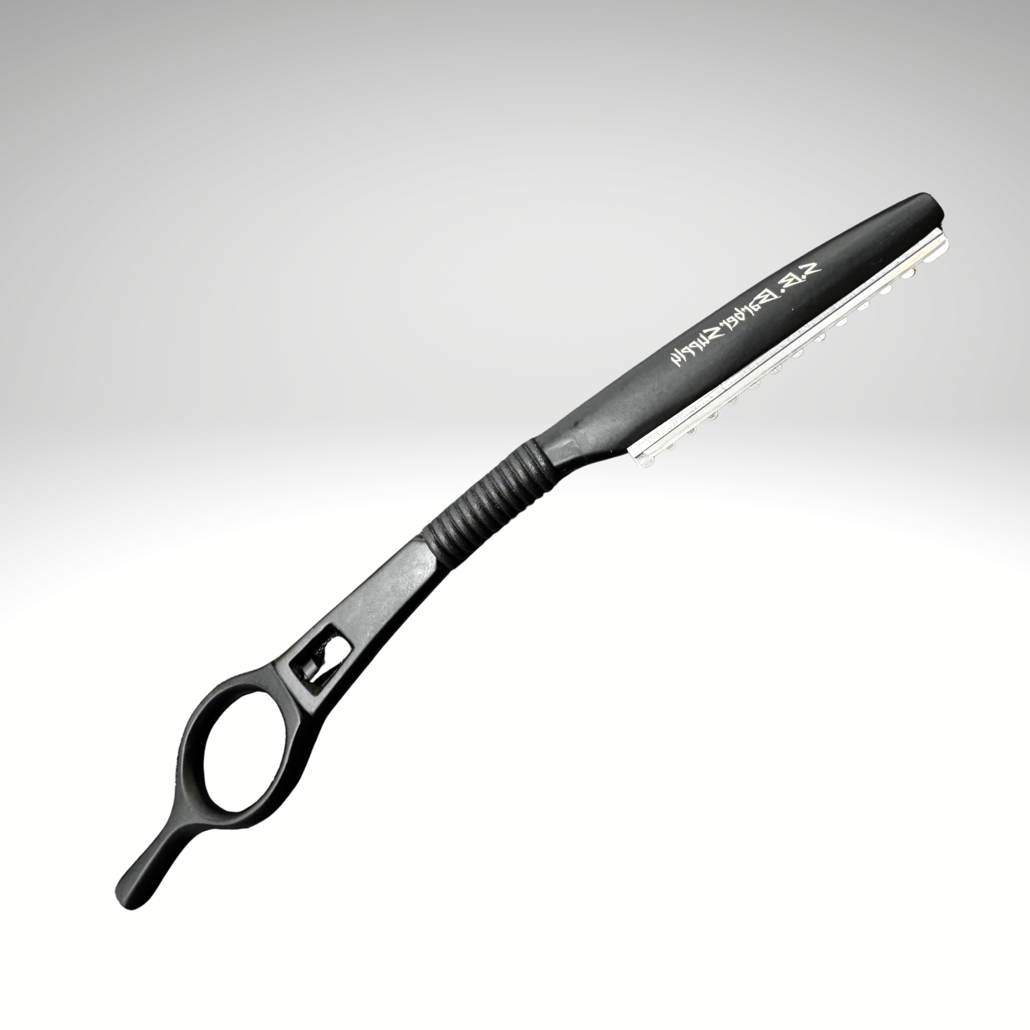 SB Straight Edge Feather Razor Holder Matte Black With Swivel